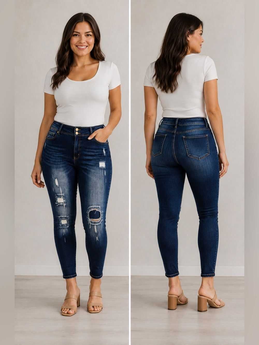 Chic Ashe denim size 24S blue factory distress high rise skinny denim jeans